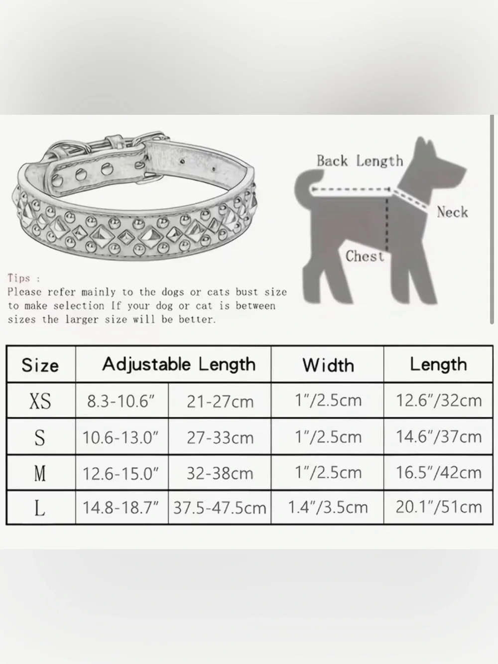 Green Studded Dog PU Leather Collar -New